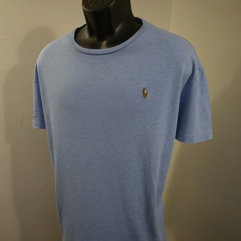 Polo Ralph Lauren T-Shirt Mens XL Classic Fit Light Blue Heathered Short Sleeve